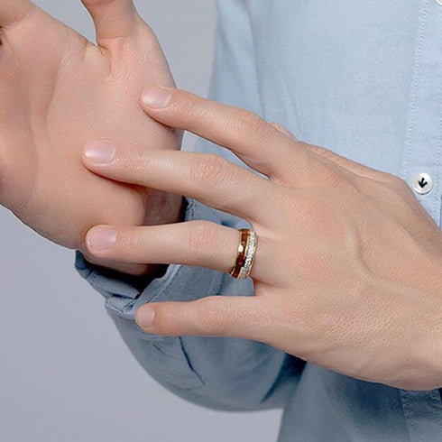 Men's 8mm Tungsten Ring Koa Wood & Meteorite Inspired Comfort-Fit Wedding Band